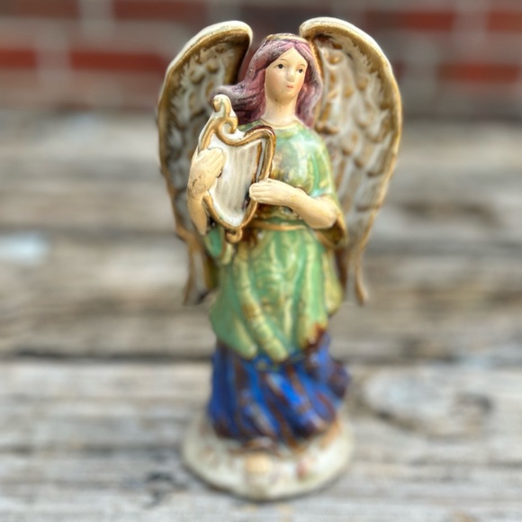 Greenbrier International Porcelain Angel with Harp - Picture 6 of 7